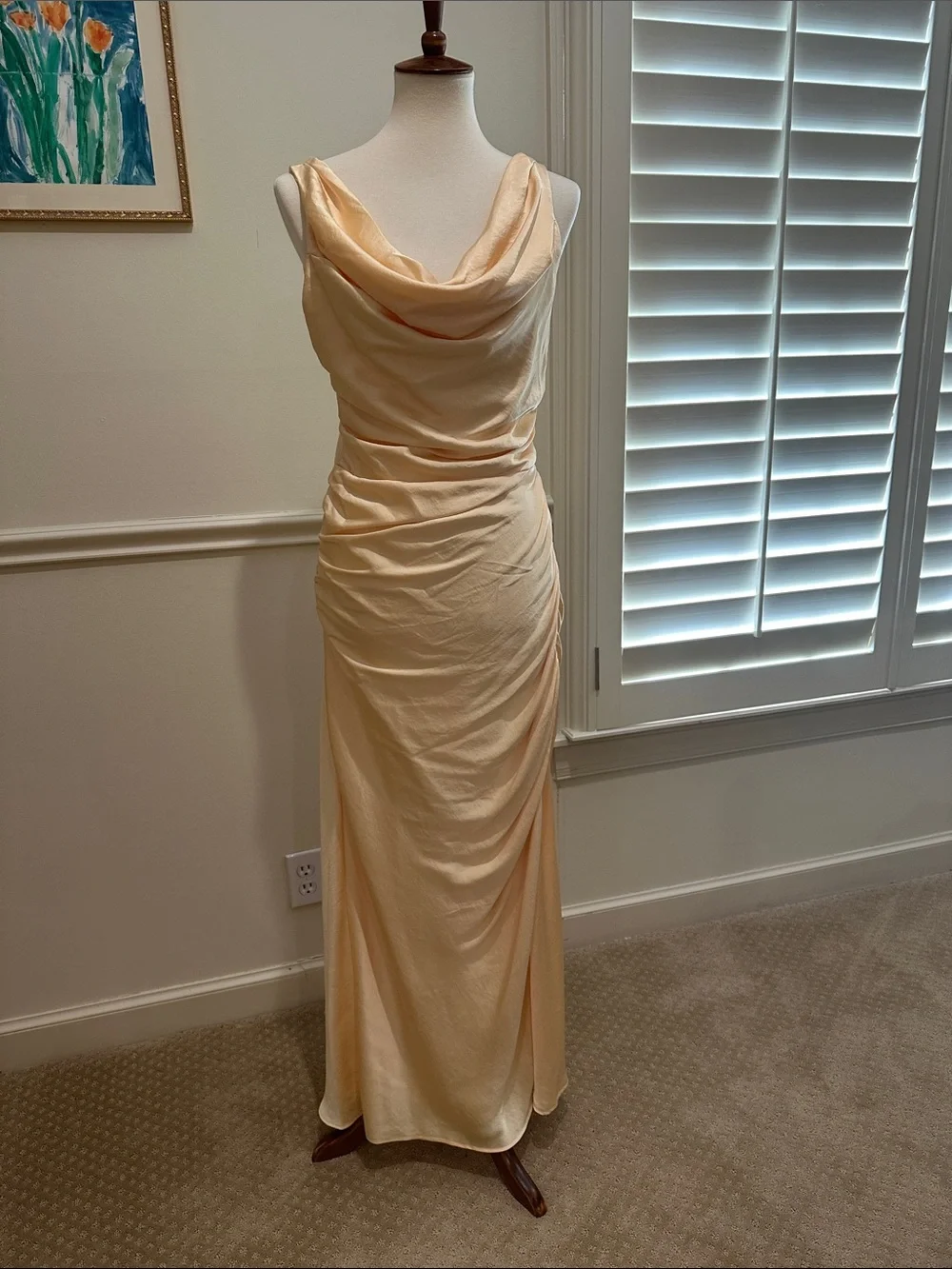 Abercrombie & Fitch Satin Cowl Neck Maxi Dress